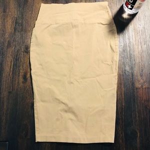 Khaki Windsor Stretch pencil skirt with split